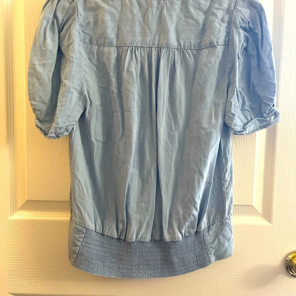 Ralph Lauren Light Blue Ruffled Blouse - Picture 2 of 3